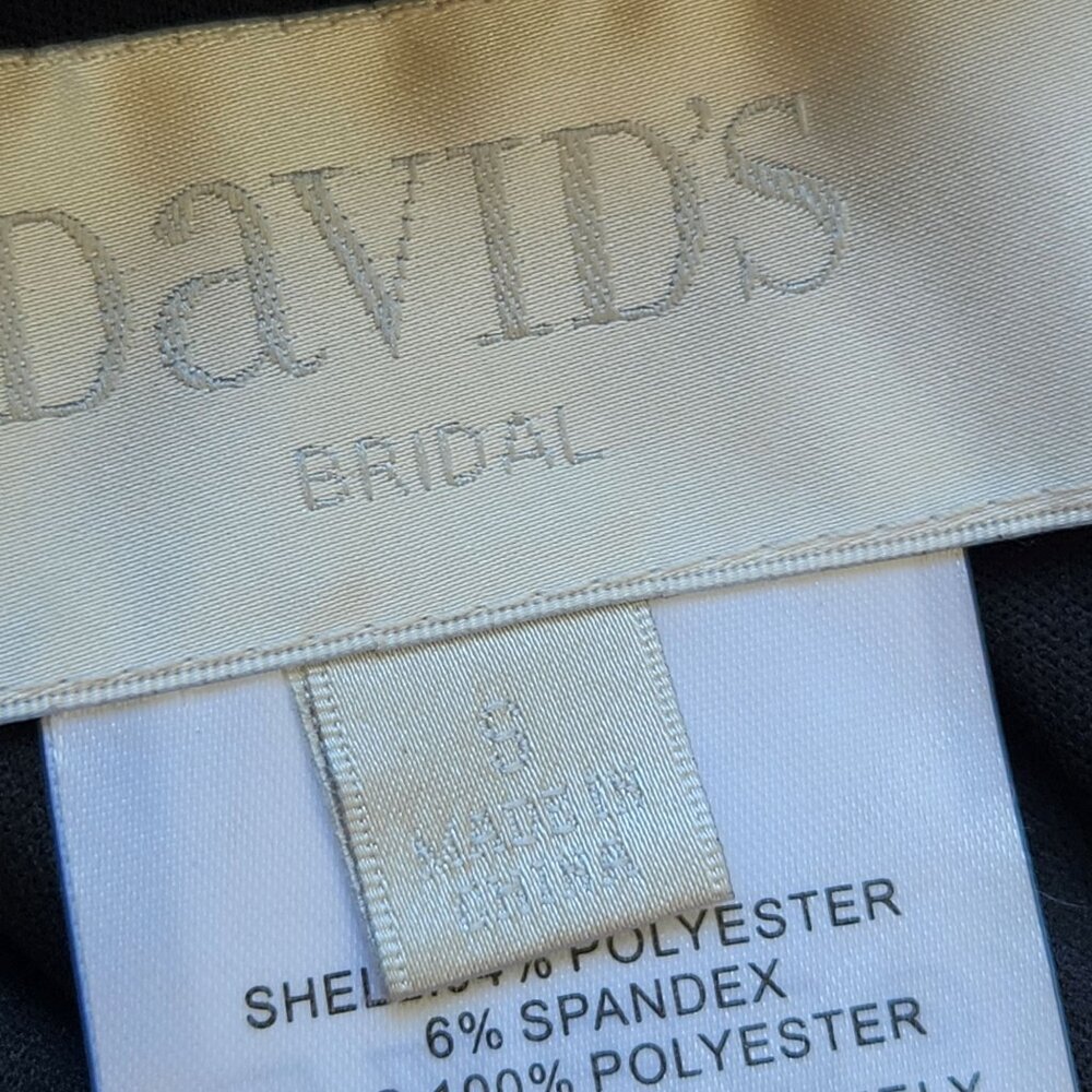 David's Bridal Long Black Sequin Sleeveless Gown Dress Formal Prom Wedding Glam - Picture 10 of 13